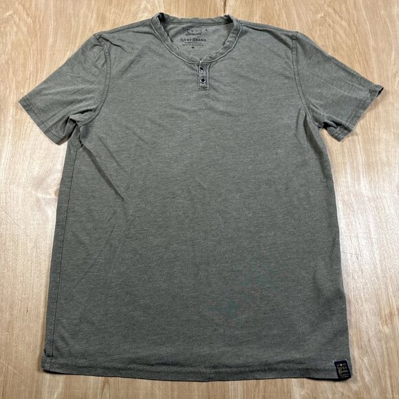 Lucky Brand Henley T-Shirt Size Medium Men's Venice Burnout Gray Short Sleeve - Picture 1 of 5